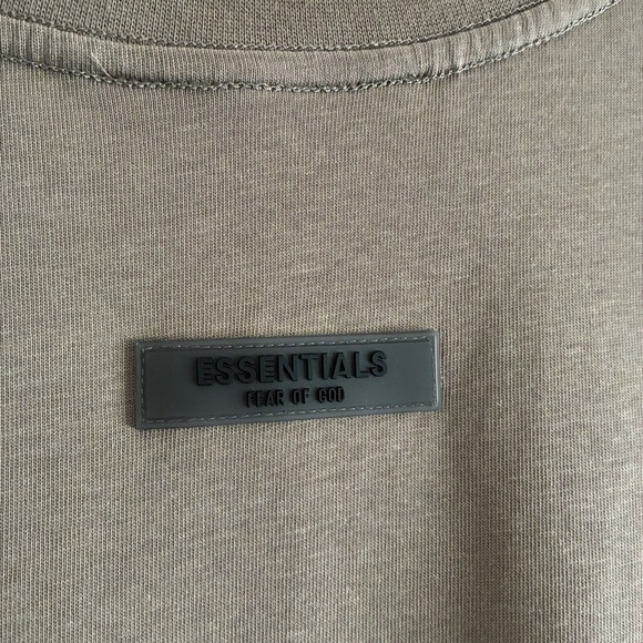 Essentials Fear Of God Heavyweight Tee Short Sleeve Tan Olive Large - Picture 8 of 9